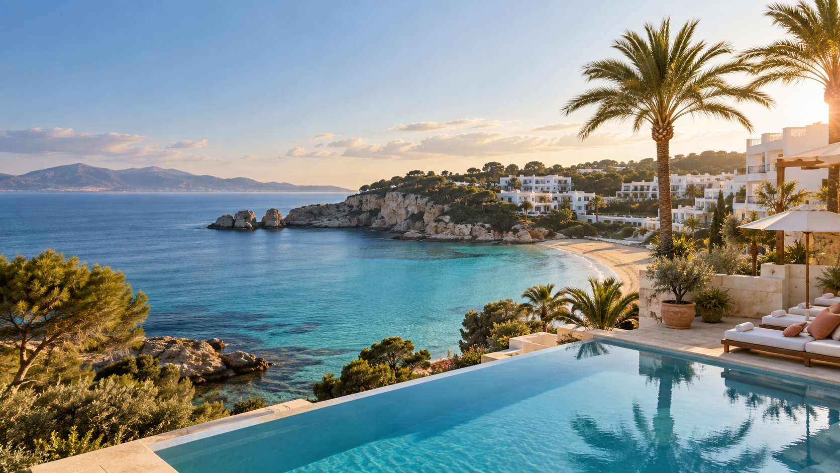 A Mediterranean family holiday resort beside the sea
